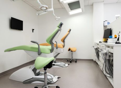 Cabinet orthodontie double fauteuil Tecnodent jaune vert
